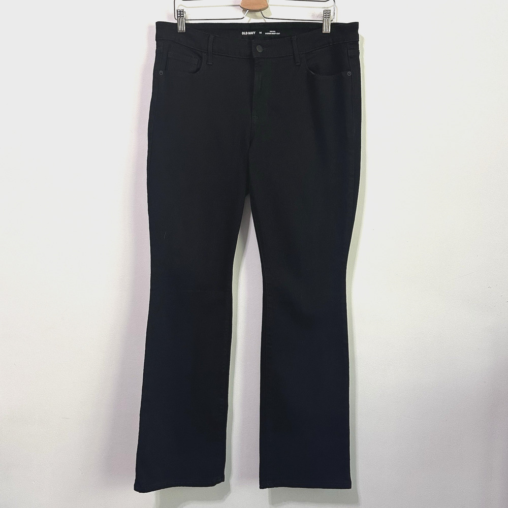 Old Navy Mid Rise Kicker Bootcut Black Jeans 14 Casual Trendy Pants 36x31 Work